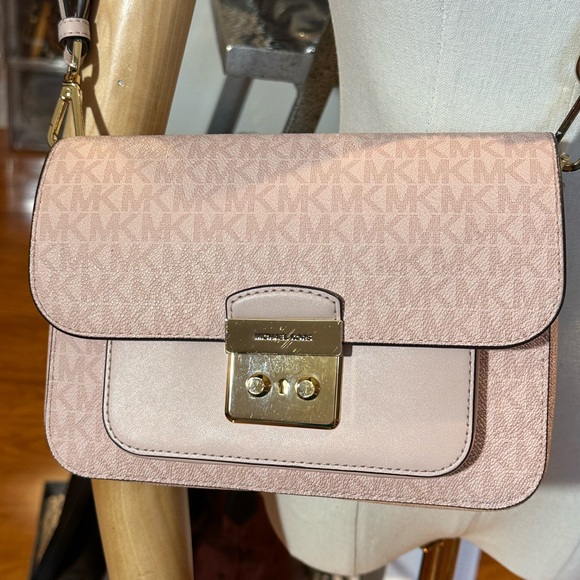 MICHAEL KORS SLOAN EDITOR MEDIUM FLAP SHOULDER MESSENGER BAG MK POWDER BLUSH - Picture 1 of 16